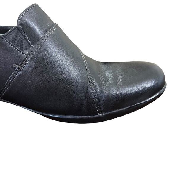 Clarks Womens Ingalls Bendables Geneva Black Leather Chunky Heel Clogs Shoes 11 - Picture 2 of 16
